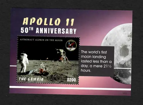Gambia 2019: 50th Anniversary of Apollo 11, Block mnh **