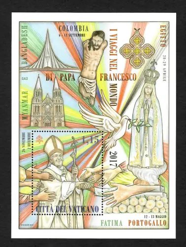 Vatikan 2017: Pastoralreisen im Jahr 2017 von Papst Franciscus, postfrisch