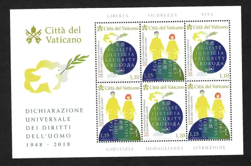 Vatikan 2018: 70 Jahre Erklärung der Menschenrechte - human Rights, postfrisch