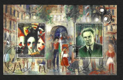 Lettland 2017: Janis Tidemanis, Block gestempelt