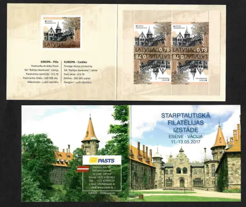 Lettland 2017: EUROPA: Burgen und Schlösser, Markenheft, postfrisch