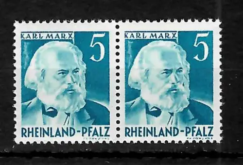 Franz. Zone Rheinland Pfalz: Karl Marx mit geschwungenem K und Vergleichsstück
