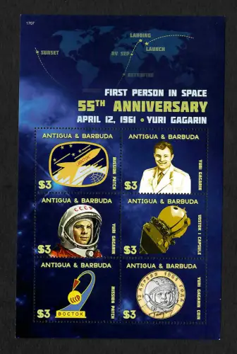 Antigua & Barbuda 2019: First Person in Space: Yuri Gagarin, postfrisch