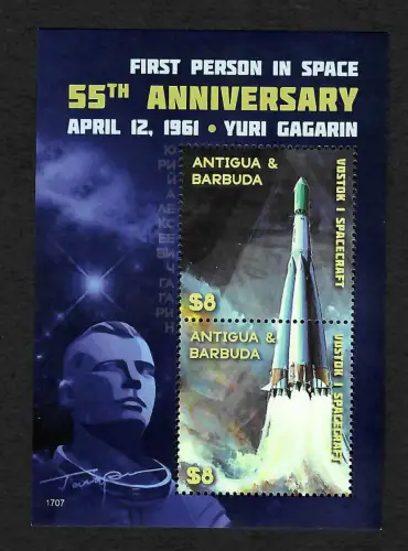 Antigua & Barbuda 2019: First Person in Space: Yuri Gagarin, postfrisch **
