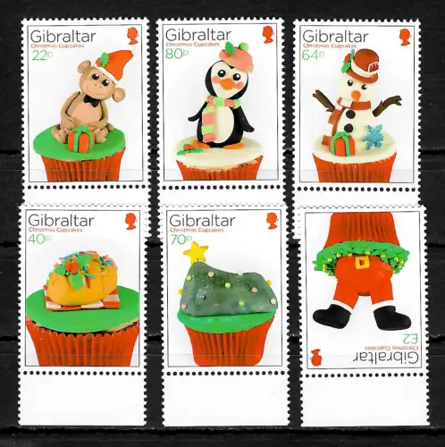 Gibraltar 2017: Weihnachten, Christmas Cupcakes, mnh, postfrisch
