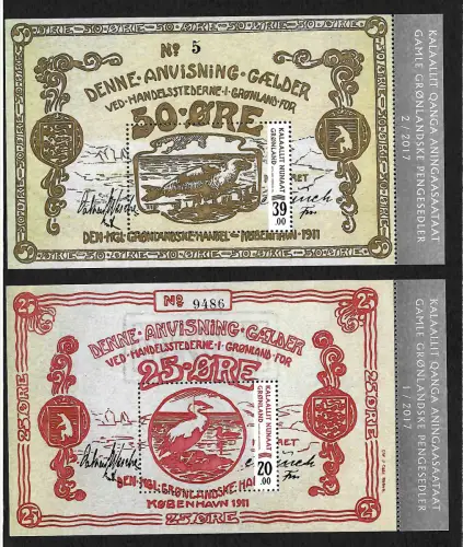 Grönland 2017: alte Geldscheine, Robbe, postfrisch