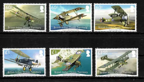 British Indian Ocean Territory 2017: Doppeldecker Flugzeuge, old planes, **