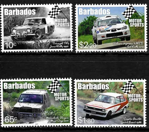 Barbados 2017: Motorsport: Toyota, Subaru, Triumph, Mitsubishi, postfrisch