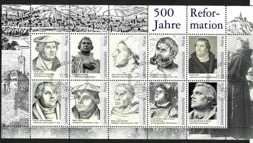 Liechtenstein 2017: 500 Jahre Reformation, Marhin Luther, gestempelt