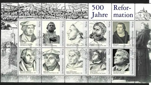 Liechtenstein 2017: 500 Jahre Reformation, Marhin Luther, gestempelt
