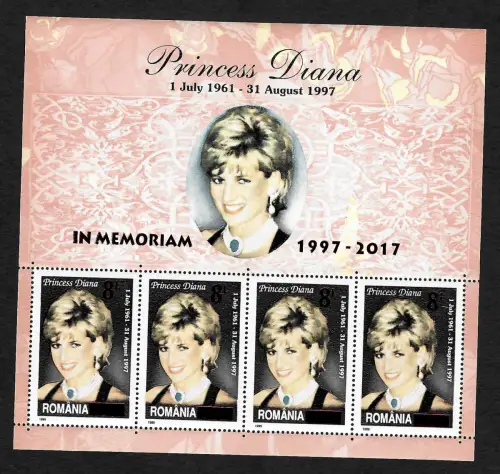Rumänien 2017: Princes Diana, In Memoriam, postfrisch