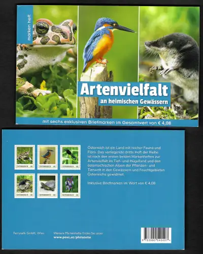 Österreich 2018: Artenvielfalt an heimischen Gewässern, Markenheft, 6x Marken **