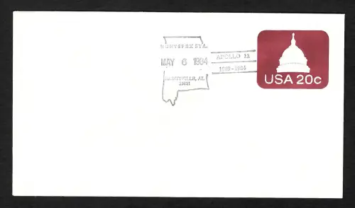 USA 1984: Apollo 11: 15 Jahre Apollo 11, Ganzsache gestempelt