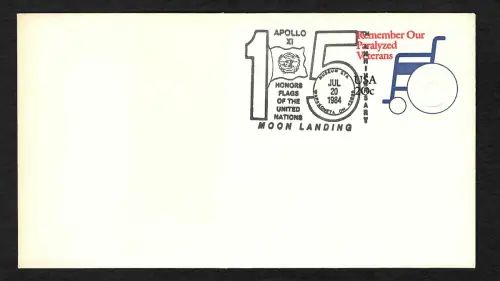 USA 1984: Apollo 11: Honors flags of the United Nations - Moon landing