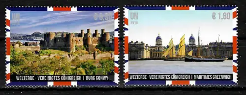 UNO Wien 2018: Welterbe Vereinigtes Königreich: Conwy, Greenwich, mnh