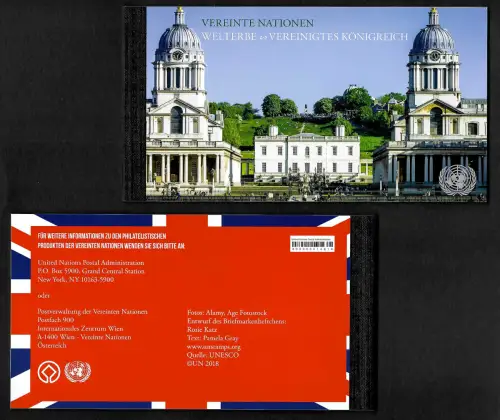 UNO Wien 2018: Welterbe Vereinigtes Königreich, Markenheft, postfrisch