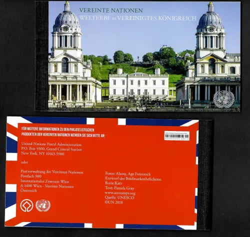 UNO Wien 2018: Welterbe Vereinigtes Königreich, Markenheft, gestempelt