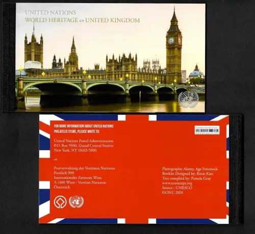 UNO NY 2018: Welterbe Vereinigtes Königreich, Markenheft, postfrisch