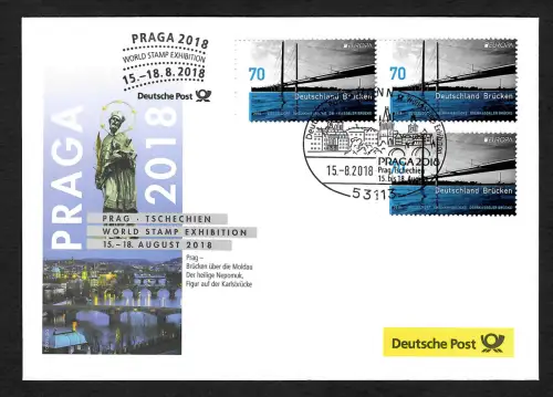 Bund 2018: PRAGA 2018, EUROPA: Brücken, Sonderstempel