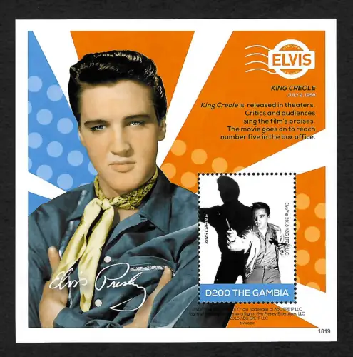 Gambia 2018: Block postfrisch: Elvis Presley: King creole 1958
