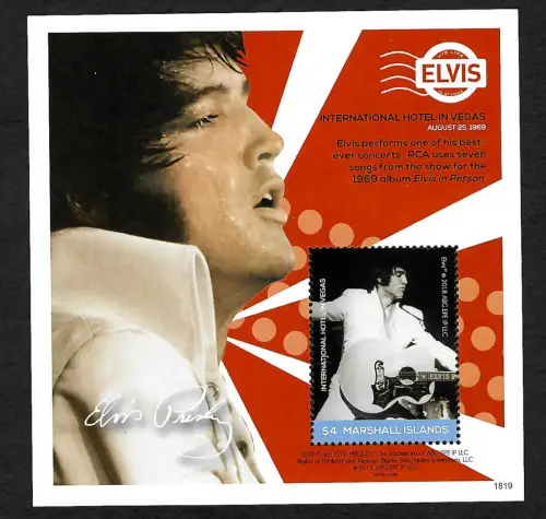 Gambia 2018: Block postfrisch: Elvis Presley: International Hotel in Vegas