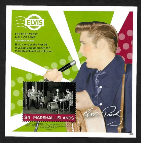 Gambia 2018: Block postfrisch: Elvis Presley: Memphis Music Hall of fame
