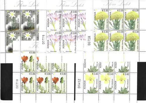 Kosovo 2018: Blumen, 5x Kleinbogen, postfrisch