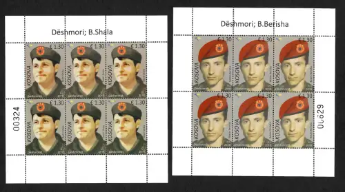 Kosovo 2018: Bekin Berisha, Bedri Shala, 2x Kleinbogen, postfrisch