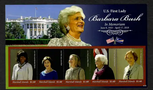 Marshall-Inseln 2018: US First Lady: Barbara Bush, In Memoriam, mnh