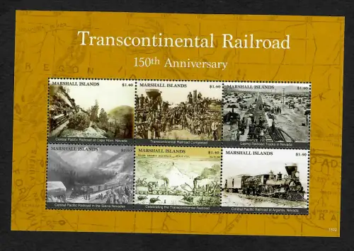 Marshall-Inseln 2018: Transcontinental Railroad, 150th Aniversary, mnh