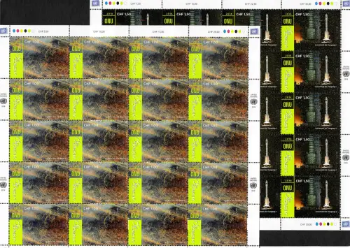UNO Genf 2018: UNISPACE 50, Weltraum, 2x Bögen, postfrisch