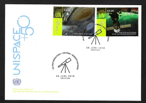 UNO Wien 2018: UNISPACE 50, Weltraum, FDC