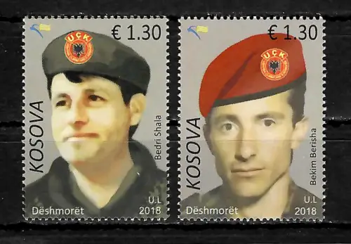 Kosovo 2018: Bekin Berisha, Bedri Shala, 2x Briefmarken, postfrisch