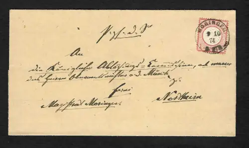 DR: Brief aus Möringen nach Northeim, 1874