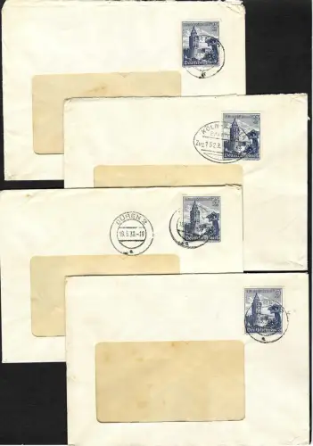 DR: 4 Fenster Kuverts mit Einzelfrankatur