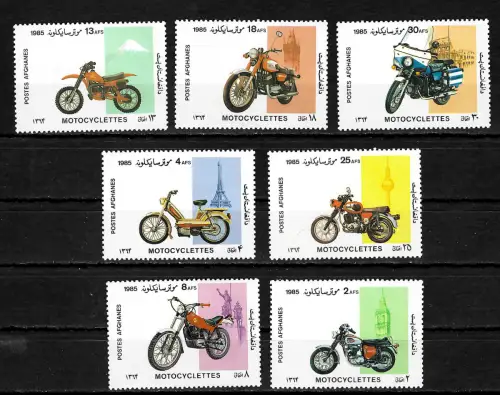 Afghanistan 1985: Motocyclettes, Motorbikes, Motorräder, postfrisch