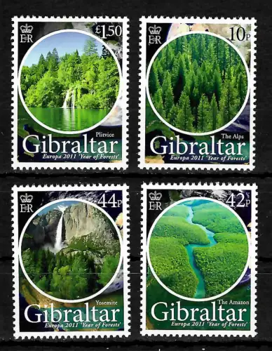 Gibraltar 2011: EUROPA: Year of forests, Amazon, Yosemite, Plirvice, Alps, mnh