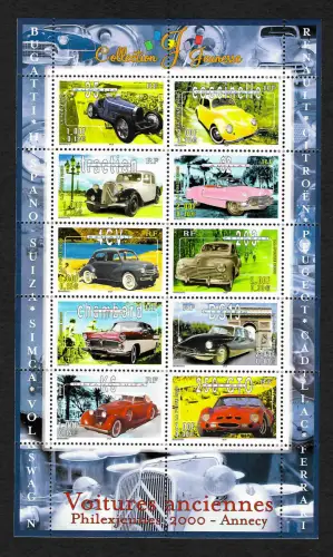 Frankreich 2000: Voitures anciennes, Alte Autos - Oldtimer, postfrisch