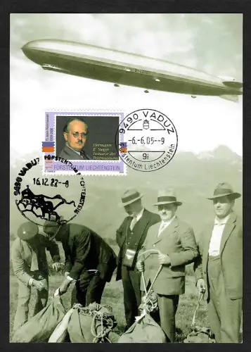 Liechtenstein 2005: Postkarte Vaduz, Hermann Sieger, Initiator des Postmuseums