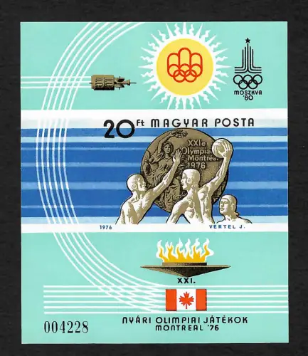 Ungarn 1976: Olympische Spiele Montreal, Block # 122, postfrisch