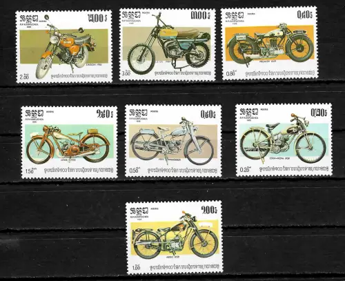 Kambodscha 1985: Motorräder, motor bikes, motorcyclette, postfrisch