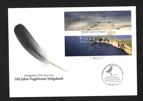 Bund 2010: 100 Jahre Vogelwarte Helgoland, FDC