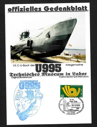 Bund 1996: Gedenkblatt VII C-U-Boot der U995 Kriegsmarine, Museum Laboe
