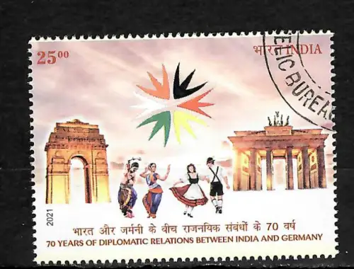 Indien 2021: Indien Deutschland: 70 Jahre Diplomatische Beziehungen, gestempelt