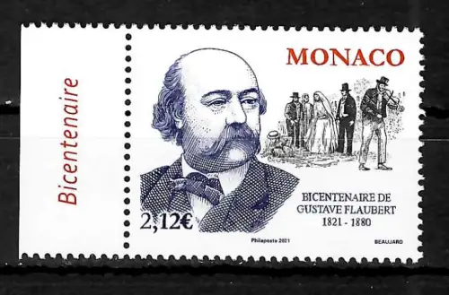 Monaco 2021: Gusave Flaubert, Bicentenaire, postfrisch