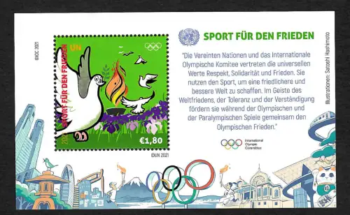 UNO Wien 2021: Sport für den Frieden, Block, postfrisch