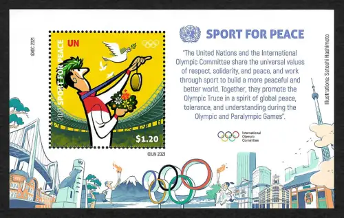 UNO New York 2021: Sport für den Frieden, Block, postfrisch - Sport for peace