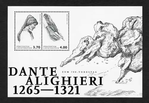 Liechtenstein 2021: Dante Alighieri, 700. Todestag, Block postfrisch