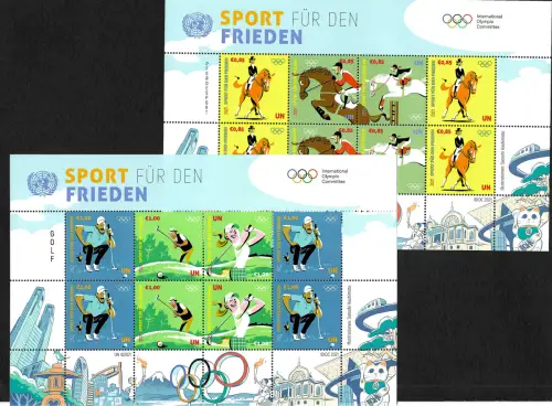 UNO Wien 2021: Sport für den Frieden, 2x Kleinbogen, postfrisch