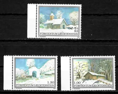 Liechtenstein 2007: Weihnachten, 3x Kapellen, postfrisch